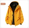 Chaqueta tres en uno para hombres y mujeres, impermeable para exteriores de otoño e invierno, ropa de trabajo con capucha, parches en las mangas, estampado de logotipo, chaqueta de montañismo