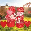 2027 Cartel de Jardín para el Día de San Valentín Transfronterizo Decoración de Flores Metálicas para Exteriores Estaca de Jardín Cartel de Decoración para Césped