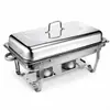 Estufa de Cocina de Acero Inoxidable Transfronteriza, Estufa Comercial para Buffet de Hotel, Estufa de Buffet Rectangular Plegable con Calentamiento por Alcohol