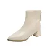 Botines de Punta Francesa para Mujer 2026 Otoño Invierno Nueva Moda Botas Adelgazantes Tacón Grueso Cremallera Trasera Botines Tacón Alto Botas Martin