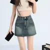 Falda de Mezclilla para Mujer Verano 2025 Nueva Elástica de Cintura Alta Anti-Exposición Culottes de Línea A Adelgazante Ajustada al Cuerpo Falda Corta