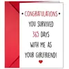 Compra Directa Transfronteriza de un Conjunto Divertido de Tarjeta de Felicitación de Aniversario y Sobre, Tarjeta de Bendición Divertida para Parejas que Celebran 365 Días de Amor, con Bromas Humorísticas entre la Pareja
