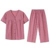 Pijama de Gasa de Algodón Tejido para Mujer Verano Algodón Puro Manga Corta 2025 Nuevo Set de Algodón Fino de Verano para Estar en Casa
