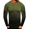 Camiseta Masculina Europeia e Americana Transfronteiriça Nova Cor Degradê Impressão Digital 3D Moda Versátil Manga Longa Gola Redonda Camiseta Masculina