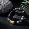 Pulsera Pixiu de obsidiana plateada para hombre con un diseño único y elegante, accesorio de lujo ligero de alta gama moderno y versátil para mujer