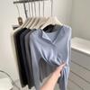 Suéter de Lana de Seda con Solapa de Deseo Puro para Mujer, Temperamento Más Fácil de Combinar, Suéter Delgado, Primavera y Otoño, Escote en V, Camisa Base