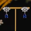Brincos de Flor de Zircônia Moda Europeia e Americana, Brincos de Gota Luxuosos e de Alta Qualidade, Brincos de Zircônia para Casamento de Noiva para Mulheres Atacado