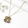 Collar Colgante de Trébol de Cuatro Hojas Nuevo Diseño Estilo Japonés y Coreano para Mujer Verano Joyería Linda y Dulce Transmisión en Vivo Venta Caliente Transfronteriza
