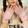 Luvas de lã macia antiderrapantes e quentes para inverno, para homens e mulheres, para passeios ao ar livre, tela sensível ao toque, resistentes ao desgaste, respiráveis e à prova de vento