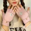 Guantes Gruesos de Lana Plush Cálidos de Invierno con Cubierta Plegable a Prueba de Frío para Hombres y Mujeres, Guantes Resistentes al Viento para Ciclismo al Aire Libre con Pantalla Táctil para Adultos