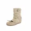 Sandalias de ballet desmontables de doble uso con diseño único 2026 primavera-verano nuevas botas largas con hebilla de cinturón que aumentan la altura caladas