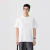 2026 Novo Estilo Camiseta de Algodão Bambu Estampada em Relevo de Manga Curta para Homens Verão 230g Peso Pesado Retro Gola Redonda Manga Meia Manga