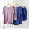 Conjunto de Pantalón Corto de Manga Corta y Cuello Redondo de Modal para Mujer, Verano, Delgado, Holgado, Casual, Cómodo, Ropa de Casa, Conjunto de Dos Piezas