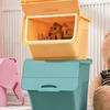 Caixa de Armazenamento de Brinquedos para Porta Lateral Tampa Flip Caixa Fit Doméstica Caixa de Armazenamento de Plástico Lanches Infantis Caixa de Armazenamento com Abertura Inclinada