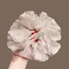 Goma de Pelo de Malla Color Albaricoque Bordada con Flores para Mujer, Liga de Verano para el Cabello, Elástico para Cola de Caballo, Cuerda para el Cabello de Alta Gama, Diadema