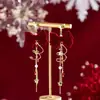 "Jingle Bells" Brincos de Natal, Doces Brincos de Sino Vermelho, Presilhas de Osso da Orelha, Brincos e Presilhas de Orelha Atmosféricos