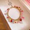 Aretes y Collar de Acero Inoxidable con Borla de Flor de Resina, Estilo Festivo, Cadena para Clavícula Fresca y Dulce, Joyería de Nicho de Alta Gama