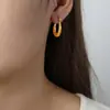Brincos geométricos de aço inoxidável banhados a ouro, de alta qualidade, estilo europeu e americano, moda versátil, temperamento nicho, joias simples para mulheres