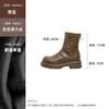 Botas Martin de Suela Gruesa con Tacón Grueso Fruncido para Mujer, Nuevo Estilo Otoño, Botas Elásticas Ajustadas con Cremallera Trasera, Versátiles y Adelgazantes, Botines de Tacón
