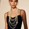Joias da Moda Transfronteiriça Europeia e Americana Novo Colar de Flor de Diamante Pérola Corrente Longa de Suéter Joias Atacado 8390