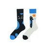 Calcetines de Moda Originales Asimétricos Estilo AB para Mujer Calcetines de Algodón de Verano Zhejiang Arte de Dibujos Animados Personalizado Calcetines de Algodón de Tubo Medio para Hombres y Mujeres