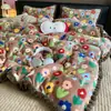 Juego de cuatro piezas de franela de leche fresco y simple funda de edredón de vellón de coral sábana de cama funda de edredón engrosada de invierno para dormitorio de estudiante juego de tres piezas