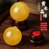 Ornamento de bola de cristal amarela natural, bola de cristal de gelo, bola de calcita amarela, bola de cristal amarela, decoração de casa, amuleto da sorte