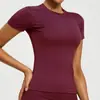 Camiseta de Verano Ajustada de Manga Corta para Mujer, Adelgazante, para Fitness, Running, Yoga, Ropa Delgada