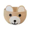 Cesta de Armazenamento Tecida com Corda de Algodão Cesta de Armazenamento Redonda de Desenho Animado Cesta de Armazenamento para Brinquedos Infantis e Lanches Urso Pronta para Venda