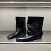 Botas de invierno nuevas en stock, estilo coreano, punta cuadrada, plisadas, para mujer, versátiles, con plataforma interior para aumentar altura, caña ancha, elegantes, estilo jinete