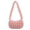 Primavera y Verano Lindo Bolso de Axila Estilo Extranjero Bolso Burbuja Casual para Mujer Bolso de Mano Nicho Combinable Bolso Plisado Color Caramelo