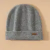 Gorro de Cachemir Puro para Mujer, Versátil y Cálido para Otoño e Invierno, Gorro Turbante Tejido Engrosado para Circunferencia de Cabeza Grande