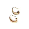 Pendientes de Aro Curvos de Metal con Circonita Estilo Europeo y Americano, Pendientes de Diseño Único de Nicho Personalizados y de Moda, Pendientes de Lujo Ligero y de Alta Gama