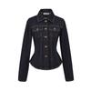 Chamarra Camisera de Mezclilla Lavada Retro Americana Otoño Nuevo Estilo Cintura Entallada Solapa Slim Pecho Sencillo Top de Chaqueta para Mujer