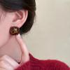 Pendientes Cuadrados con Estampado de Leopardo Borgoña para Mujer 2024 Nuevos Pendientes Retro de Otoño e Invierno Pendientes de Moda y Versátiles
