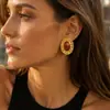 Pendientes de Titanio Acero Inoxidable Yuhui Transfronterizos Estilo Maillard Color Ámbar Resina Retro Chapado Color Oro Real Acero Inoxidable Conservador de Color
