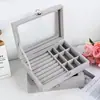 Suministro directo de fábrica en stock caja de almacenamiento de color sólido simple para collar, pendientes, con espejo, caja de almacenamiento de clasificación, caja organizadora de joyas