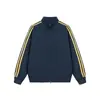 Chaqueta Americana a Rayas con Cuello Alto para Hombre Primavera y Otoño Marca de Moda Color de Contraste Tres Rayas Sudadera Deportiva Cárdigan Pareja