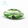 Venta al por mayor ojo de caballo verde manzana vidrio piedra desnuda fondo puntiagudo forma de hoja verde manzana vidrio esmeralda artificial anillo joyería