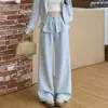 Pantalones de traje de retazos con dobladillo de volantes estilo coreano