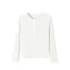 Nueva blusa básica de lino para mujer de manga larga para otoño, con cuello henley, camisa simple y fresca para mujer
