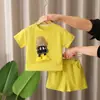 Traje de Verão para Meninos Nova Roupa Infantil Bebê Verão Crianças Chapéu Estéreo Fino Traje de Manga Curta Tendência