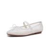 Sapatos Mary Jane de Camurça com Salto Baixo Sapatilhas Recortadas de Tira Única Femininos Verão Bico Redondo Respiráveis Solado Macio