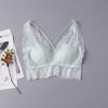 Ropa interior de seda sin aros de verano para mujer, estilo francés, sexy, con encaje, fina, de seda de morera, estilo camiseta, espalda cruzada, sin tirantes