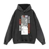 Moletom com capuz pesado lavado e desgastado estampa de personagem de anime tamanho grande oversized hoodie da moda de outono em estoque