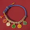 Pulsera de los Cinco Dioses de la Riqueza Estilo Tíbet, Pulsera Tejida a Mano Nudo Flor de Durazno, Cuerda Multicolor Estilo Étnico, Cuerda Roja Estilo Nuevo Chino DIY