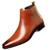 Botines Martin formales de negocios para hombre, punta fina, piel genuina, botines cortos, estilo británico, zapatos de cuero de caña alta, antideslizantes, duraderos, adecuados para ventas transfronterizas