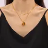 Estilo Maillard Personalidad Diseño Simple Sentido Joyería Geométrico Colgante Forma de Gota Ojo de Tigre Acero Titanio Chapado en Oro Collar