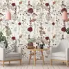 Pegatina de Pared Floral Romántica Autoadhesiva Papel Tapiz Resistente a la Humedad y al Moho Ecológico Lujo Ligero Decorativa para Pared de Dormitorio Armario Renovación