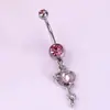 Anillo para ombligo de acero inoxidable directo de fábrica, moda europea y americana, colgante de cabeza de conejo rosa, clavo para ombligo, anillo umbilical, transfronterizo